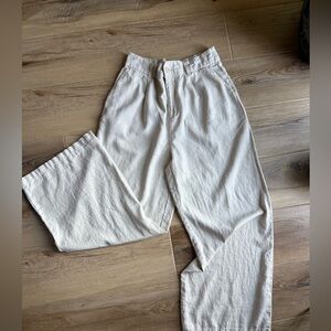 Rewash Cream Wide-Leg Women's Trousers Linen Blend